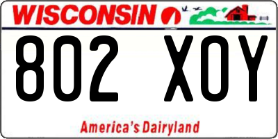 WI license plate 802XOY