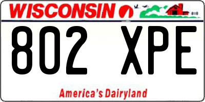 WI license plate 802XPE