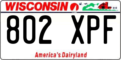 WI license plate 802XPF