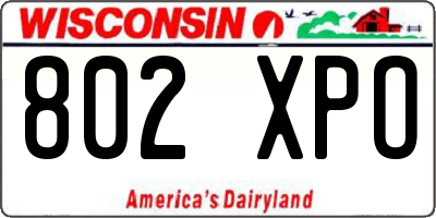 WI license plate 802XPO