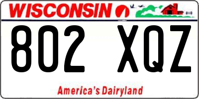 WI license plate 802XQZ