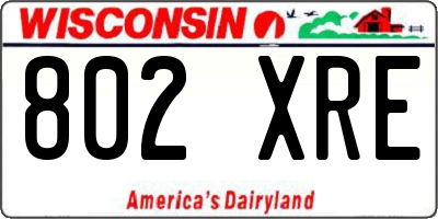WI license plate 802XRE