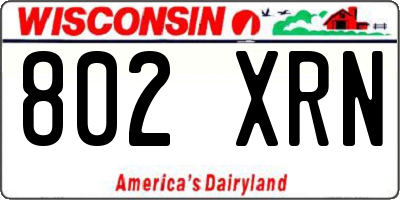 WI license plate 802XRN