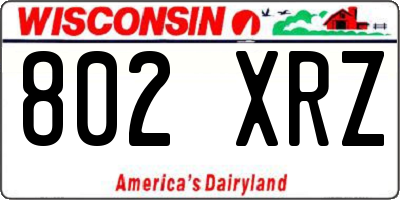 WI license plate 802XRZ