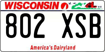 WI license plate 802XSB