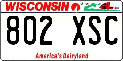 WI license plate 802XSC