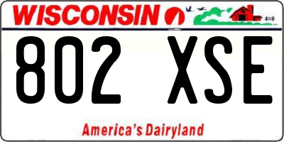 WI license plate 802XSE