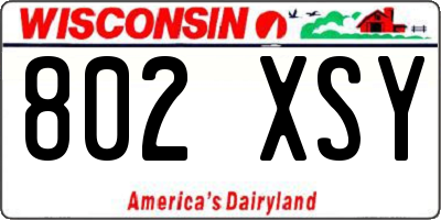 WI license plate 802XSY