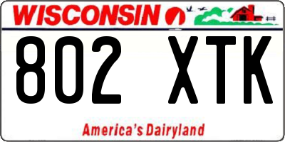 WI license plate 802XTK