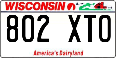 WI license plate 802XTO