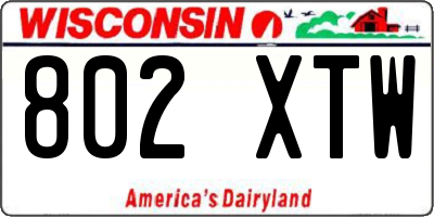 WI license plate 802XTW
