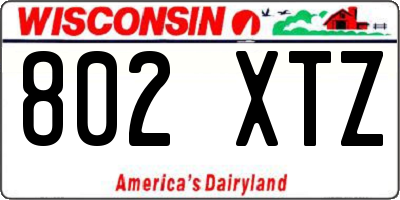 WI license plate 802XTZ