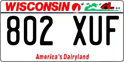 WI license plate 802XUF