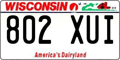WI license plate 802XUI