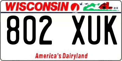 WI license plate 802XUK