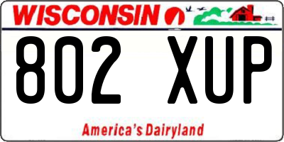 WI license plate 802XUP