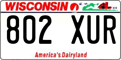 WI license plate 802XUR