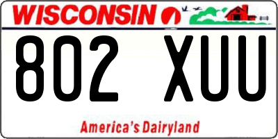 WI license plate 802XUU