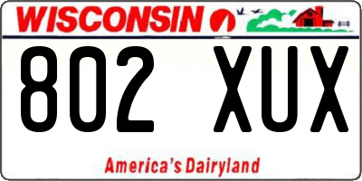 WI license plate 802XUX