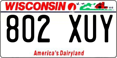 WI license plate 802XUY