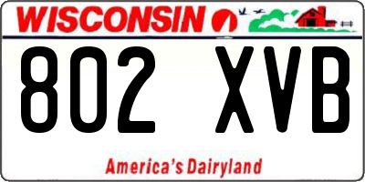 WI license plate 802XVB