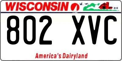 WI license plate 802XVC