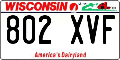 WI license plate 802XVF