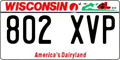 WI license plate 802XVP