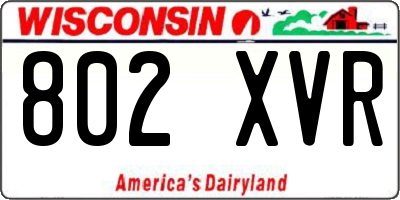 WI license plate 802XVR