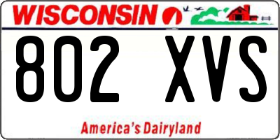 WI license plate 802XVS