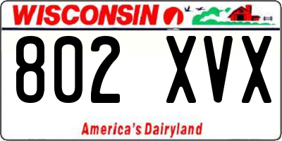 WI license plate 802XVX