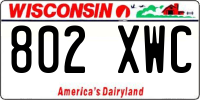 WI license plate 802XWC
