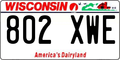 WI license plate 802XWE