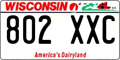 WI license plate 802XXC