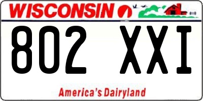 WI license plate 802XXI