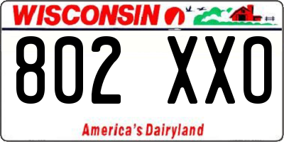 WI license plate 802XXO