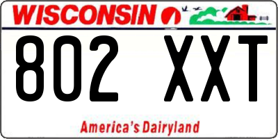 WI license plate 802XXT