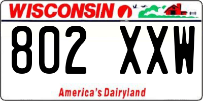 WI license plate 802XXW