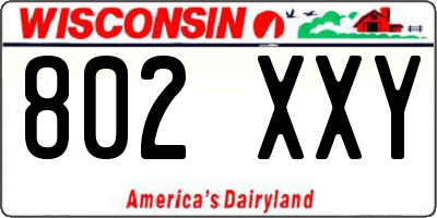 WI license plate 802XXY