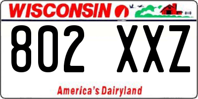 WI license plate 802XXZ