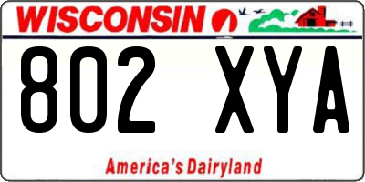 WI license plate 802XYA
