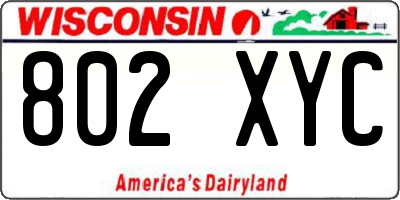 WI license plate 802XYC