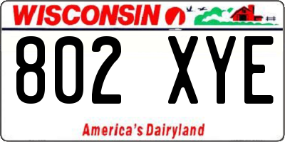 WI license plate 802XYE