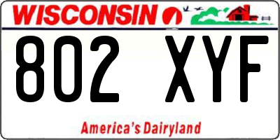 WI license plate 802XYF