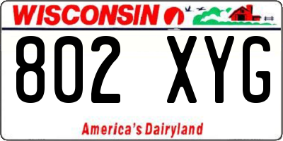 WI license plate 802XYG