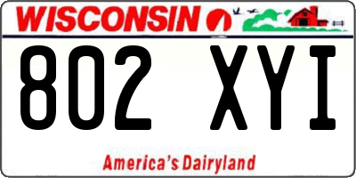 WI license plate 802XYI