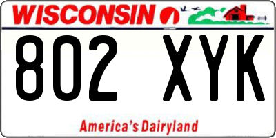 WI license plate 802XYK