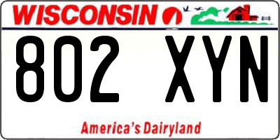 WI license plate 802XYN