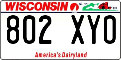 WI license plate 802XYO