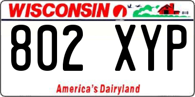 WI license plate 802XYP